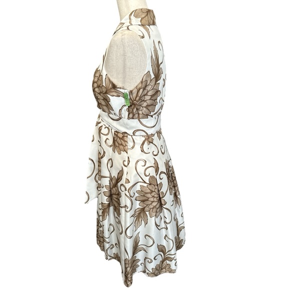 Ceces NY Ivory Brown Floral Sleeveless Dress Size 8 - Picture 3 of 7